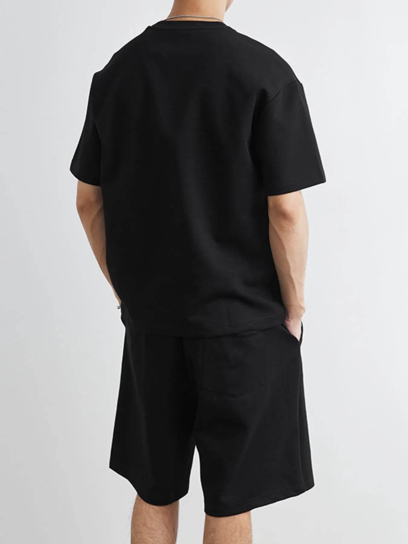 Men's Plus Size Round Neck Short Sleeve Top and Shorts Set - Tredona LLC