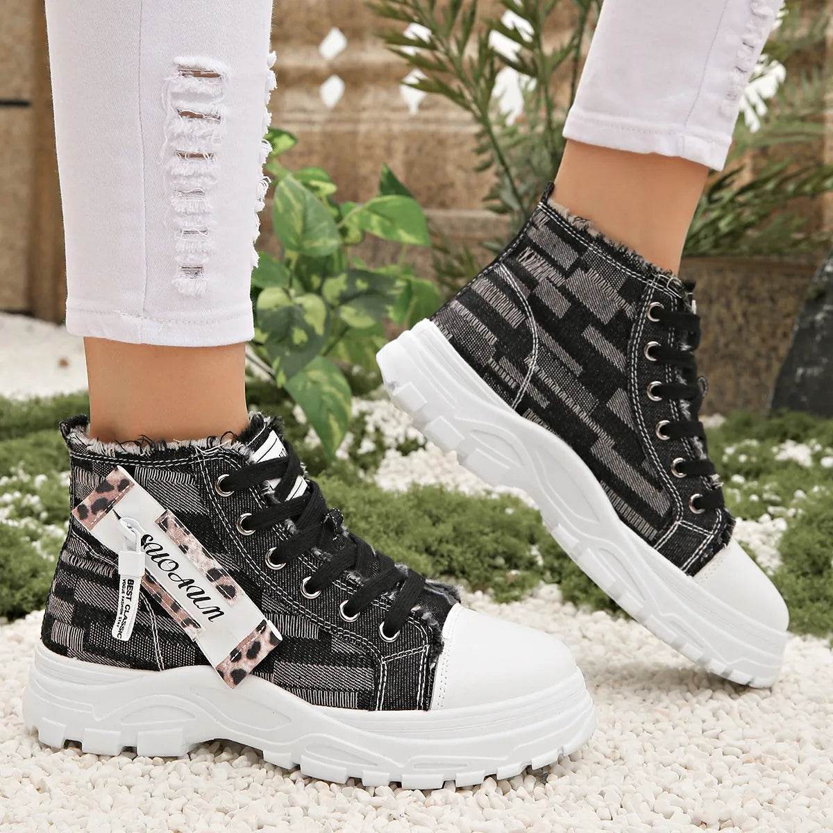 Lace Up Platform Sneakers - Tredona LLC