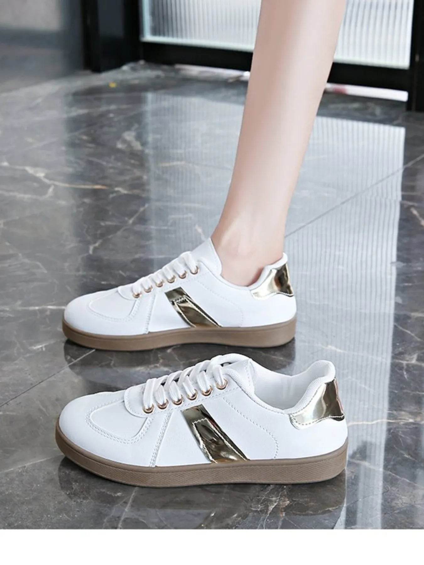 Stripe Lace Up Sneakers - Tredona LLC