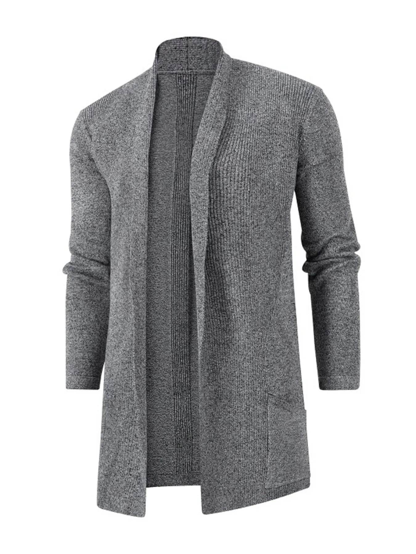 Men's Plus Size Open Front Long Sleeve Knit Cardigan - Tredona LLC