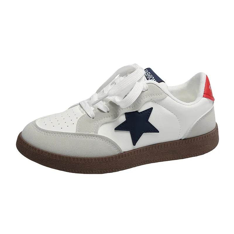 Contrast Star Lace-Up Athletic Sneakers - Tredona LLC