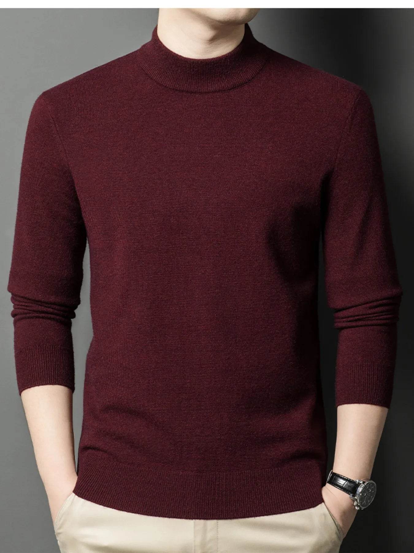 Men's Plus Size Mock Neck Long Sleeve Knit Top - Tredona LLC