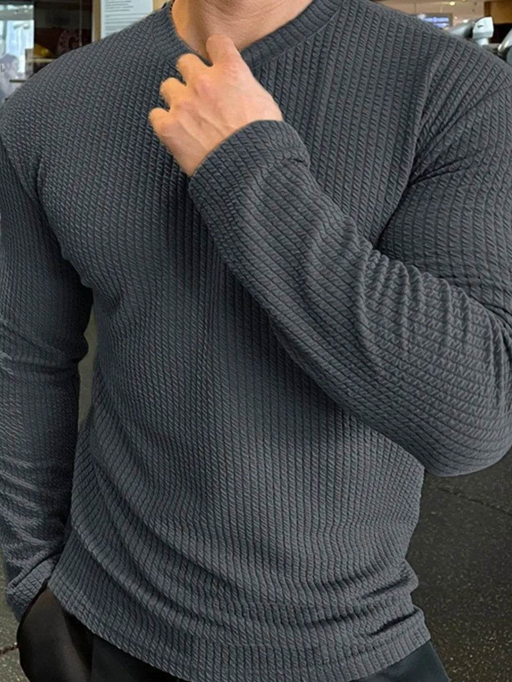 Men's Plus Size Round Neck Long Sleeve T-Shirt - Tredona LLC