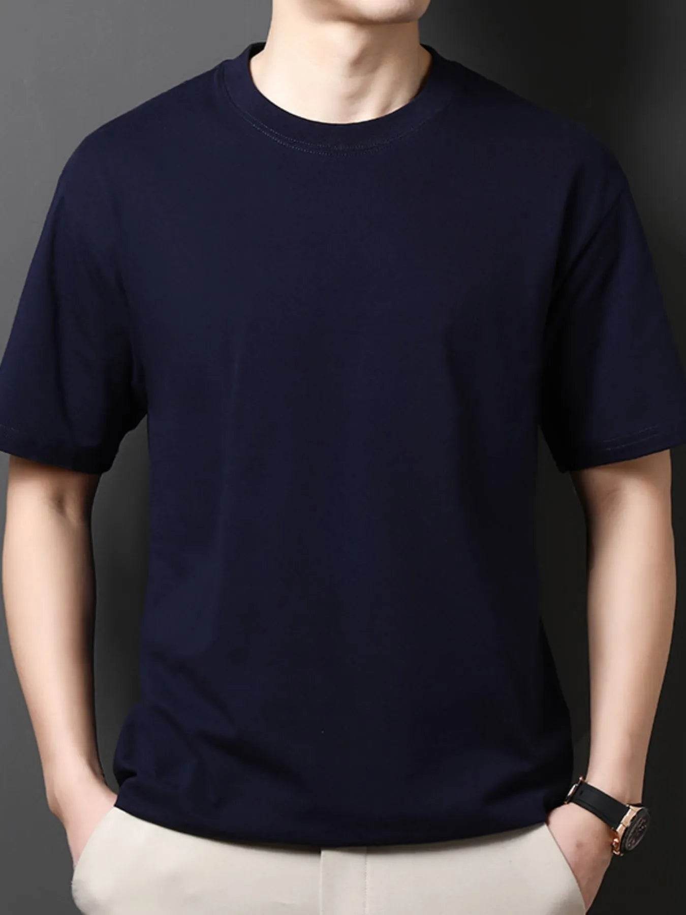 Men's Full Size Round Neck Half Sleeve T-Shirt Plus Size - Tredona LLC