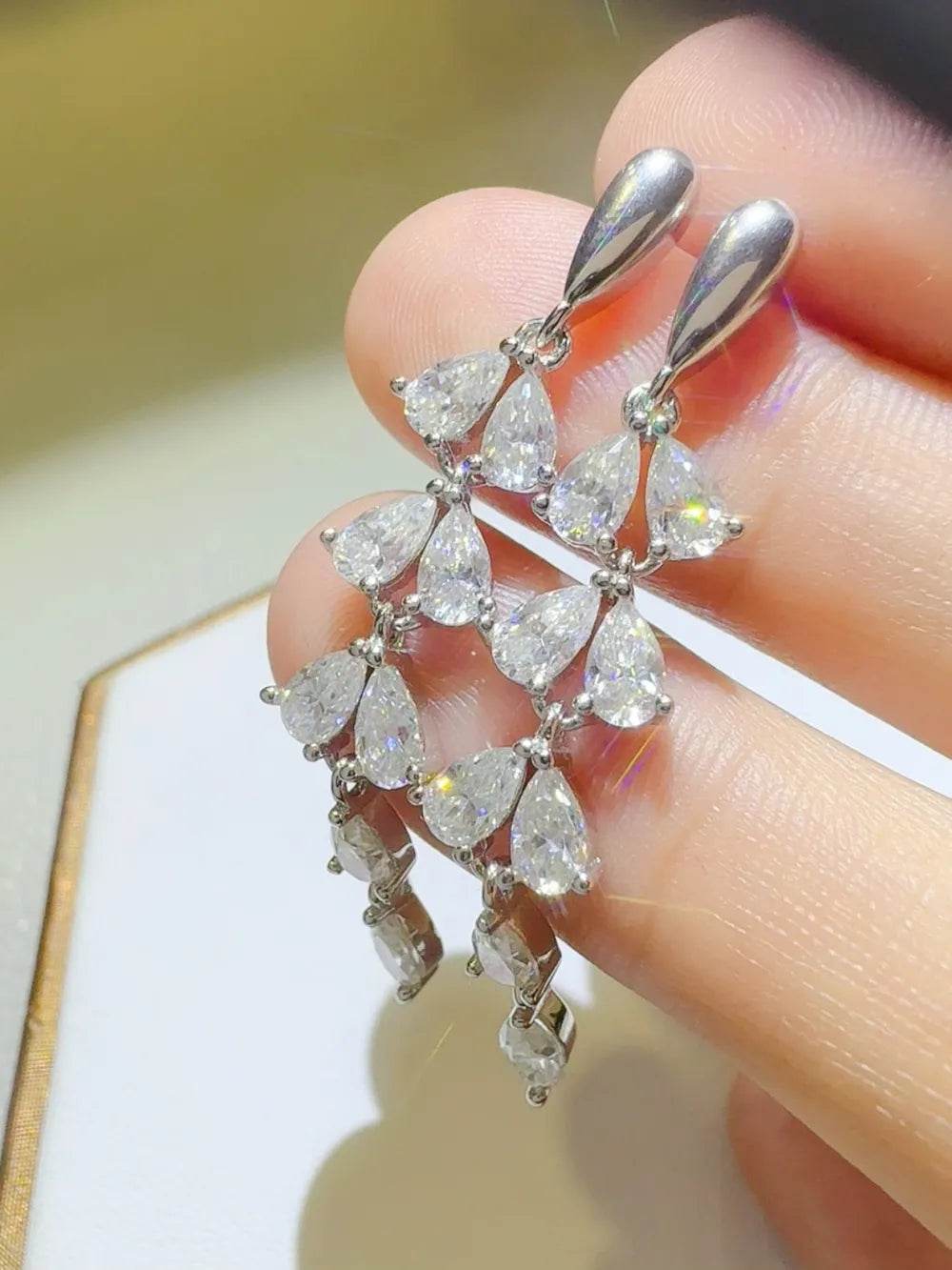 6 Carat Moissanite 925 Sterling Silver Bar Earrings - Tredona LLC