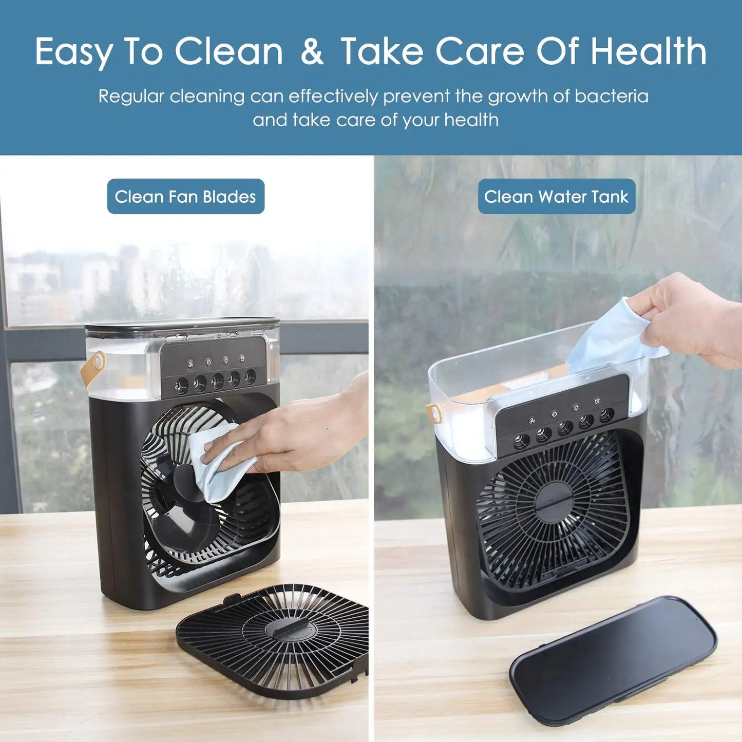 3 In 1 Fan Air Conditioners Portable USB Electric Fan LED Night Light Water Mist Fan Table Air Humidifier For Home Summer Cooler
