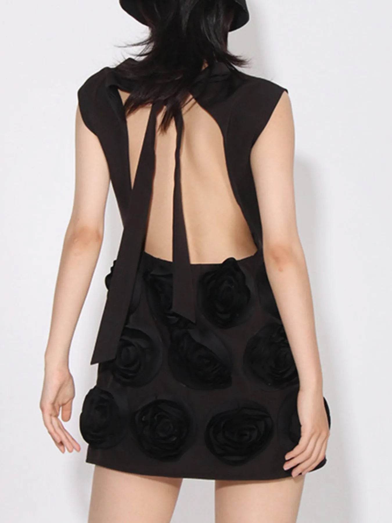 Backless Sleeveless Striped Mini Dress - Tredona LLC