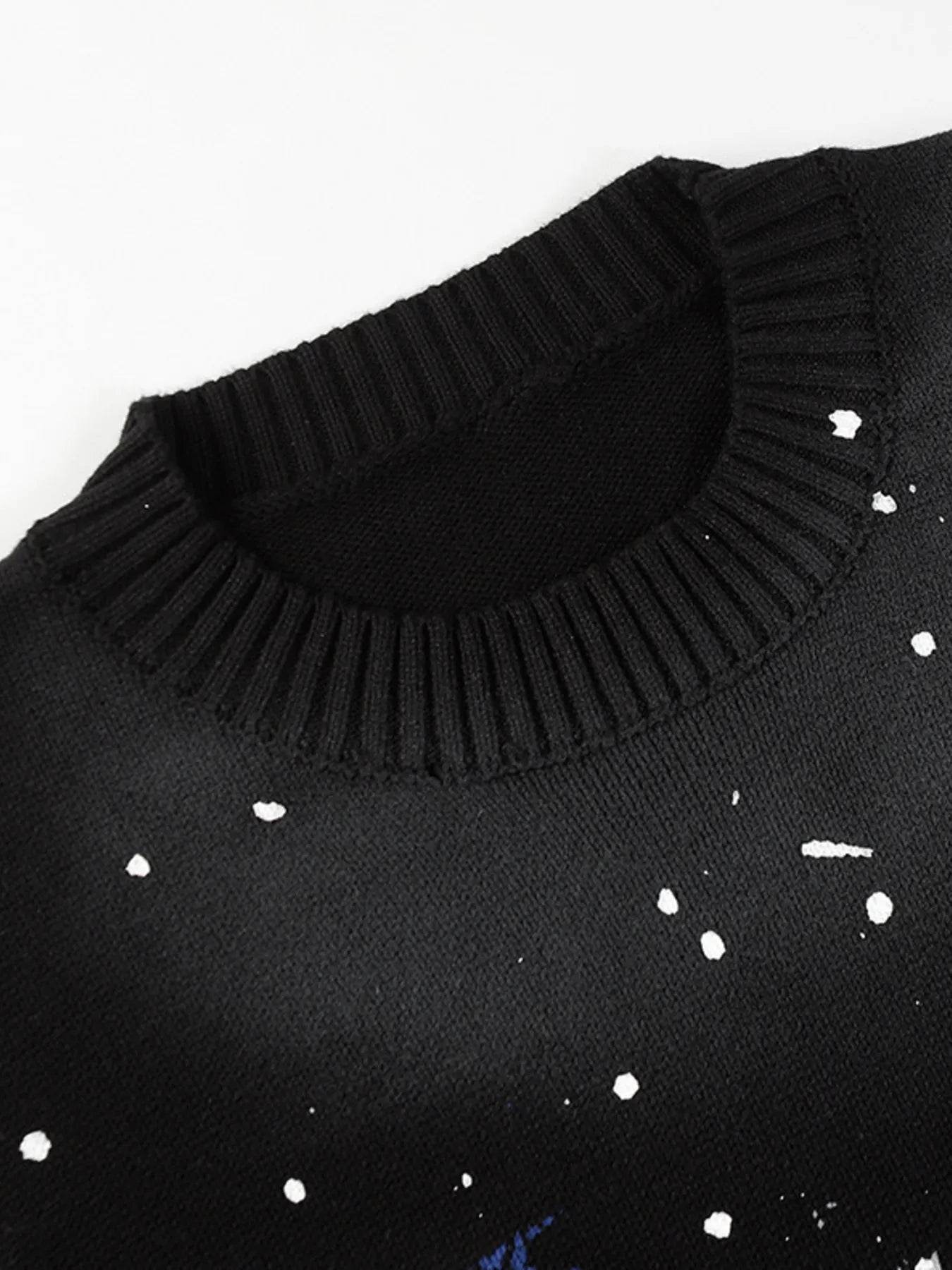 Men's Letter Round Neck Long Sleeve Sweater - Tredona LLC