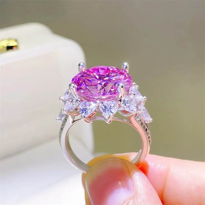 10 Carat Moissanite Zircon 925 Sterling Silver Ring - Tredona LLC