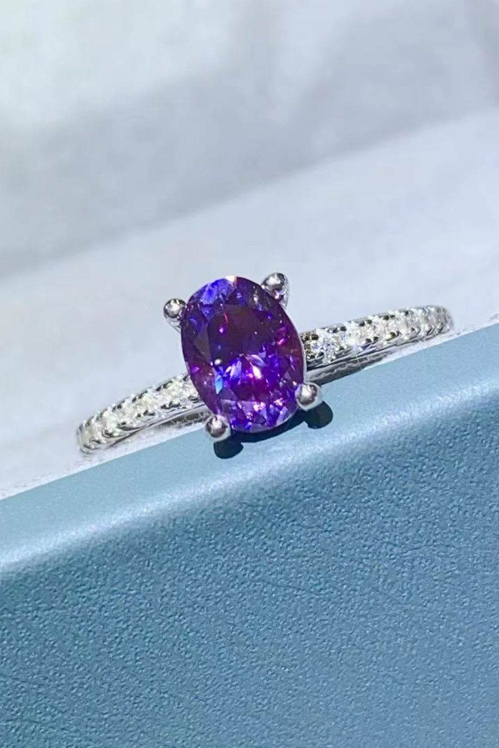 1 Carat Purple Moissanite 4-Prong Ring - Tredona LLC
