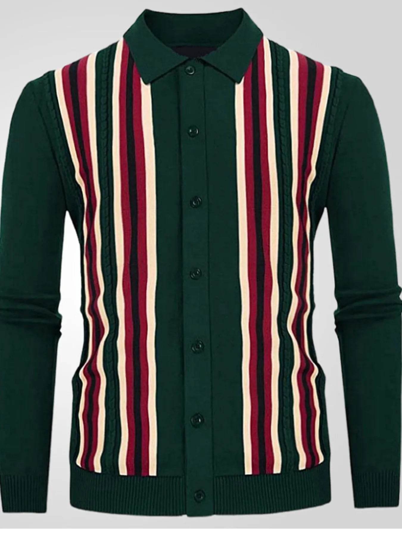 Men's Plus Size Striped Button Up Cardigan - Tredona LLC