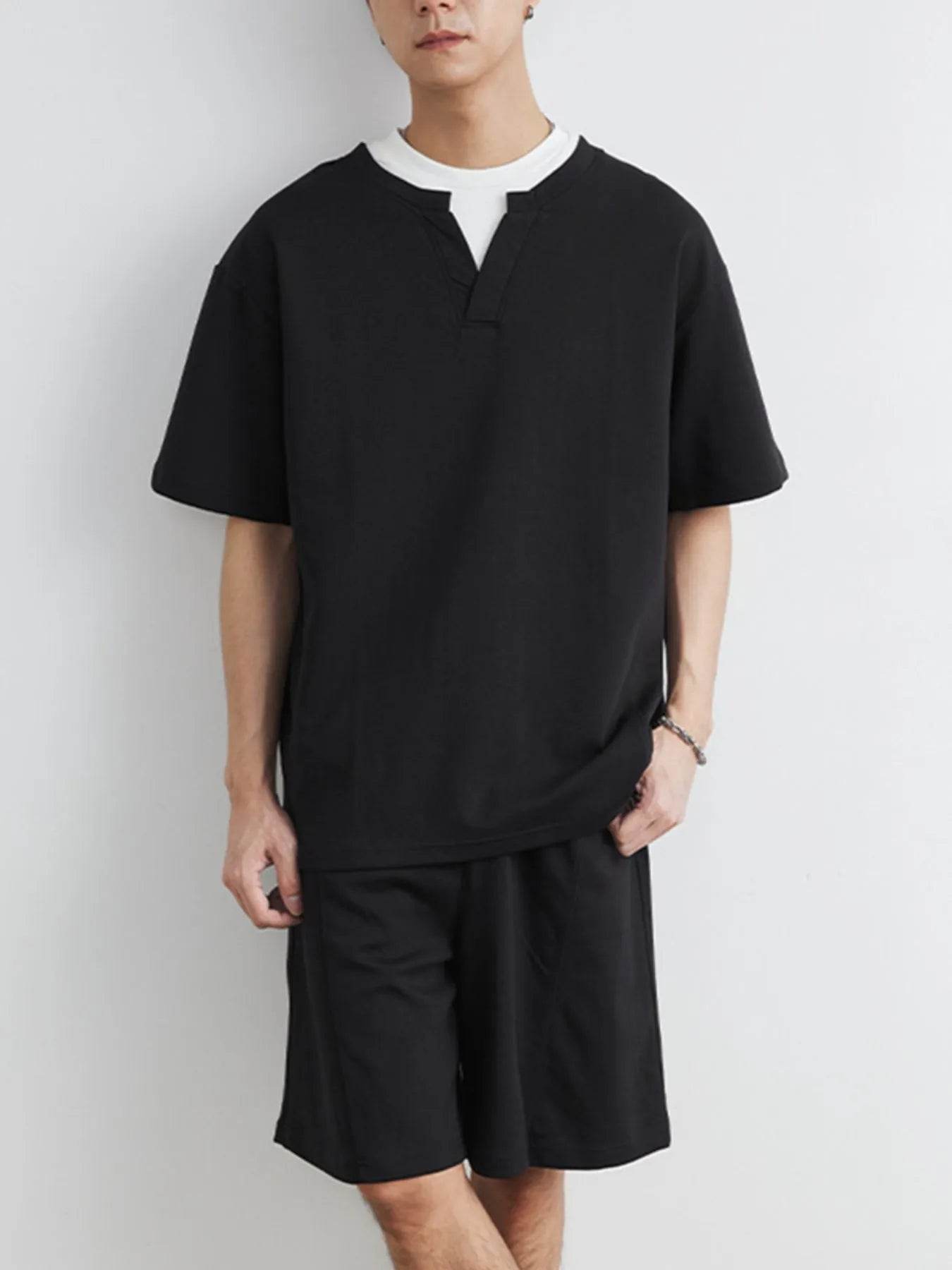 Men's Plus Size Half Sleeve Top and Shorts Set - Tredona LLC