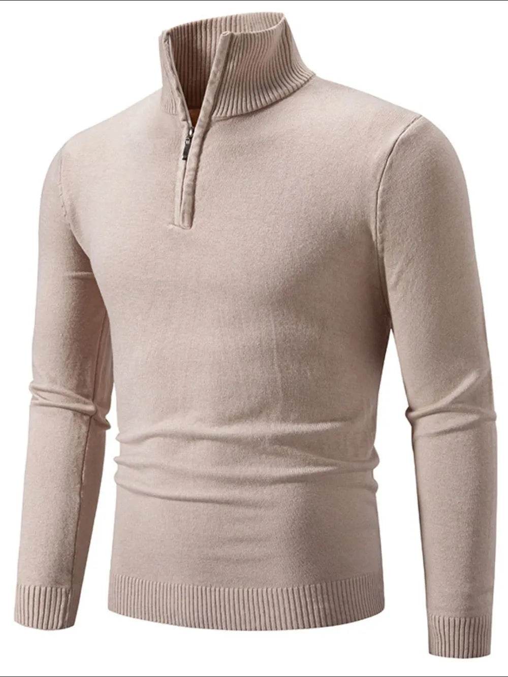 Men's Plus Size Quarter Zip Long Sleeve Sweater - Tredona LLC