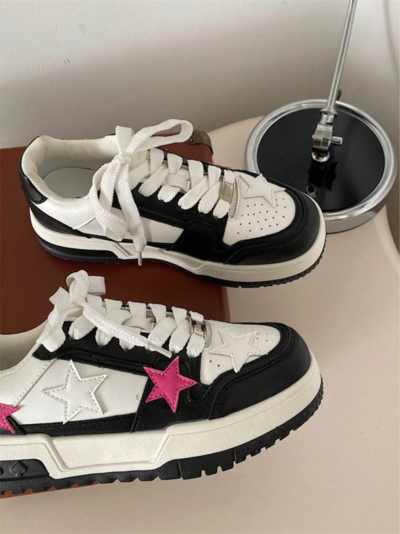 Star Pattern Lace Up Sneakers - Tredona LLC
