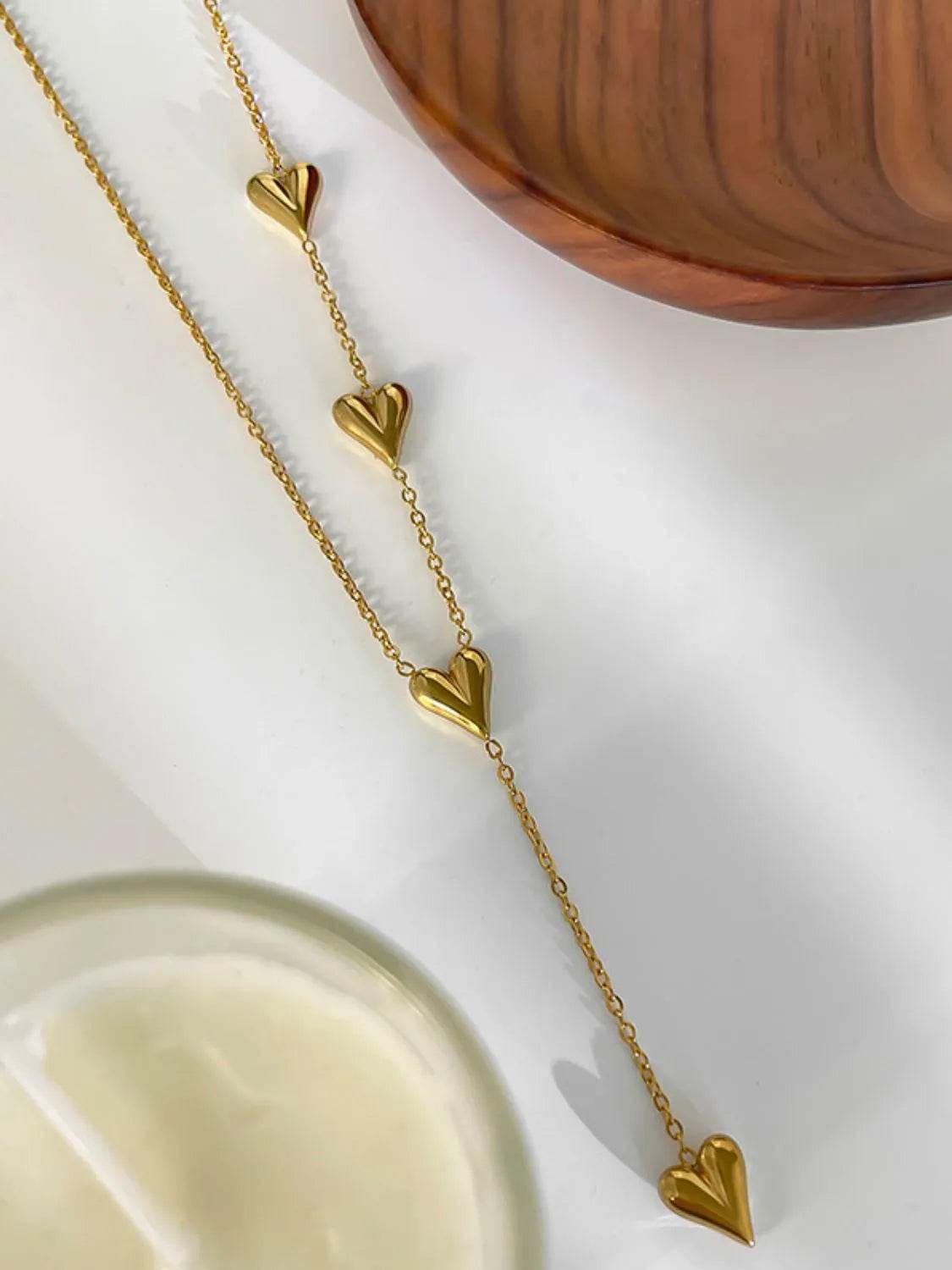 18K Gold-Plated Heart Drop Y-Necklace - Tredona LLC