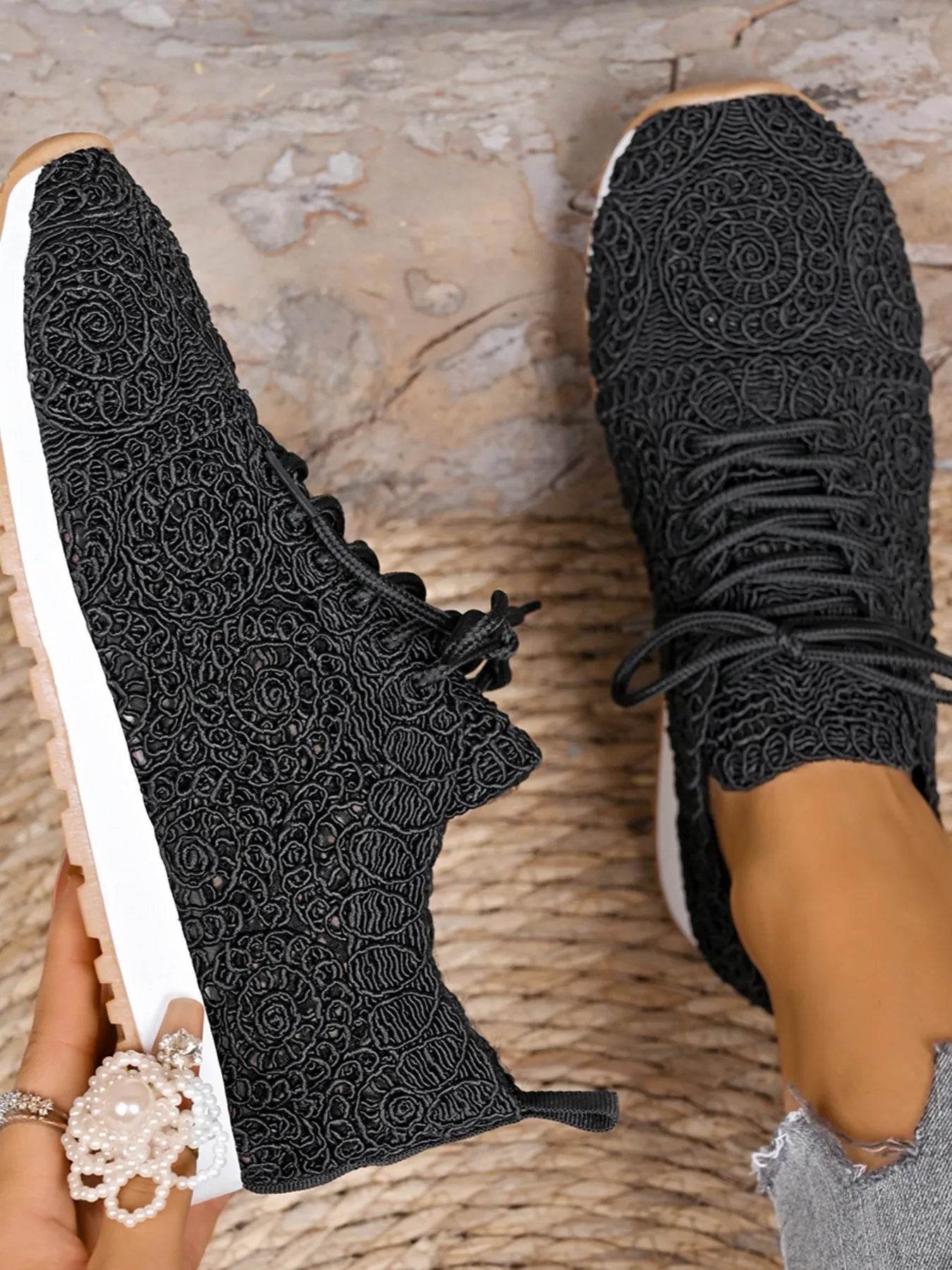 Mesh Lace Up Sneakers - Tredona LLC