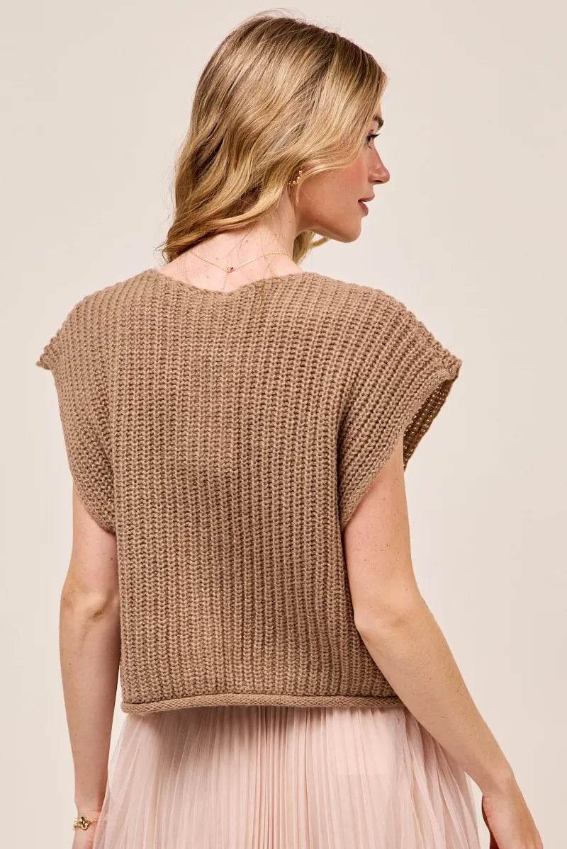 SO ME Big Metal Button Front Sweater Vest - Tredona LLC