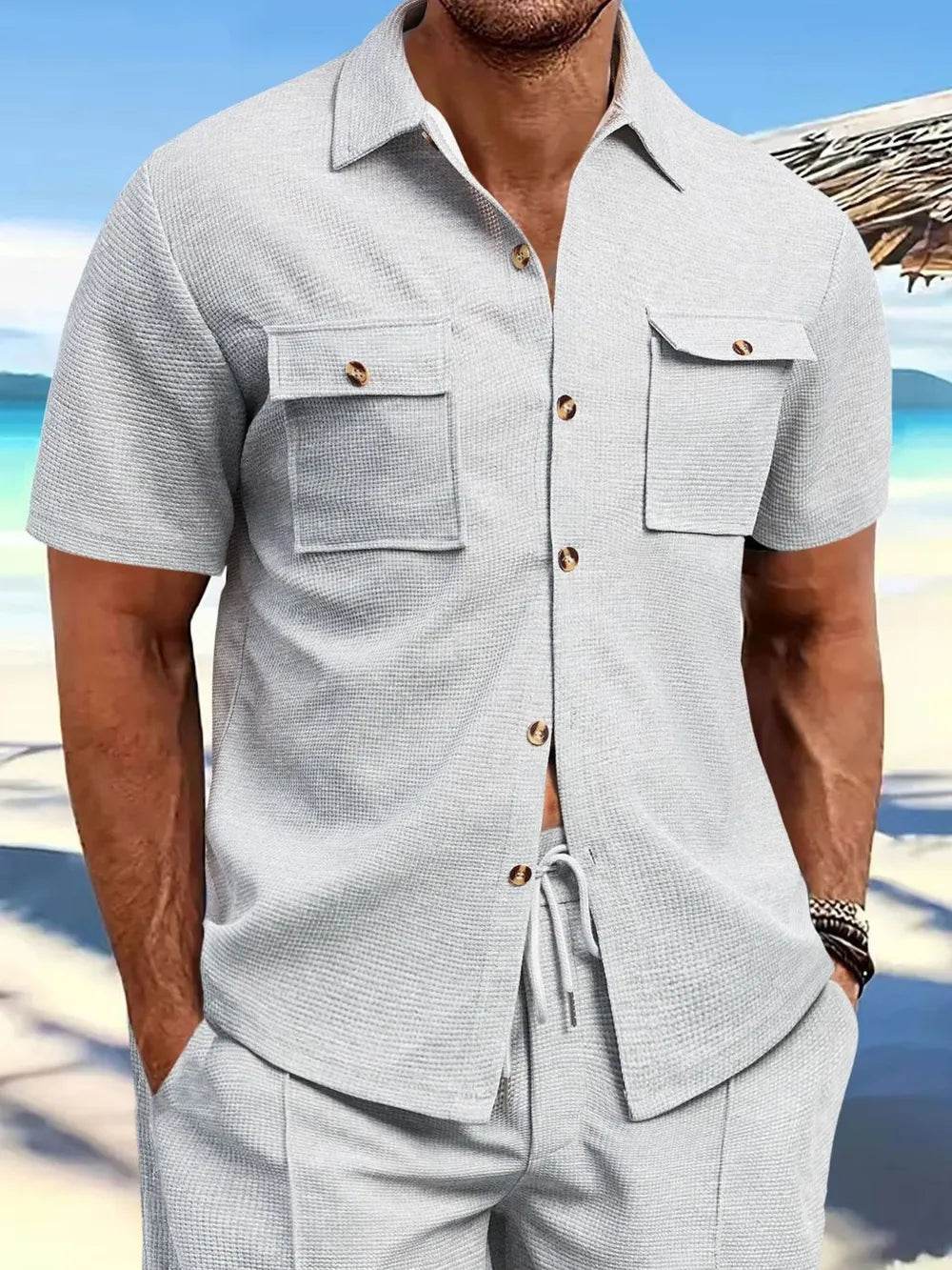 Men's Full Size Button Down Short Sleeve Shirt Plus Size - Tredona LLC