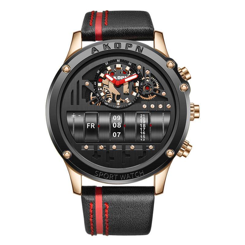 Uniquex Men Wrist Watches Leather Black Silver Creative - Tredona LLC