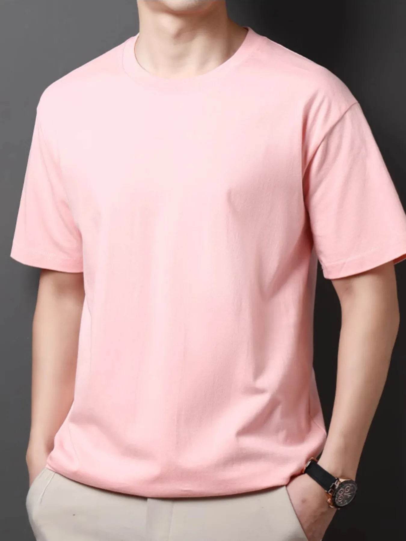 Men's Full Size Round Neck Half Sleeve T-Shirt Plus Size - Tredona LLC