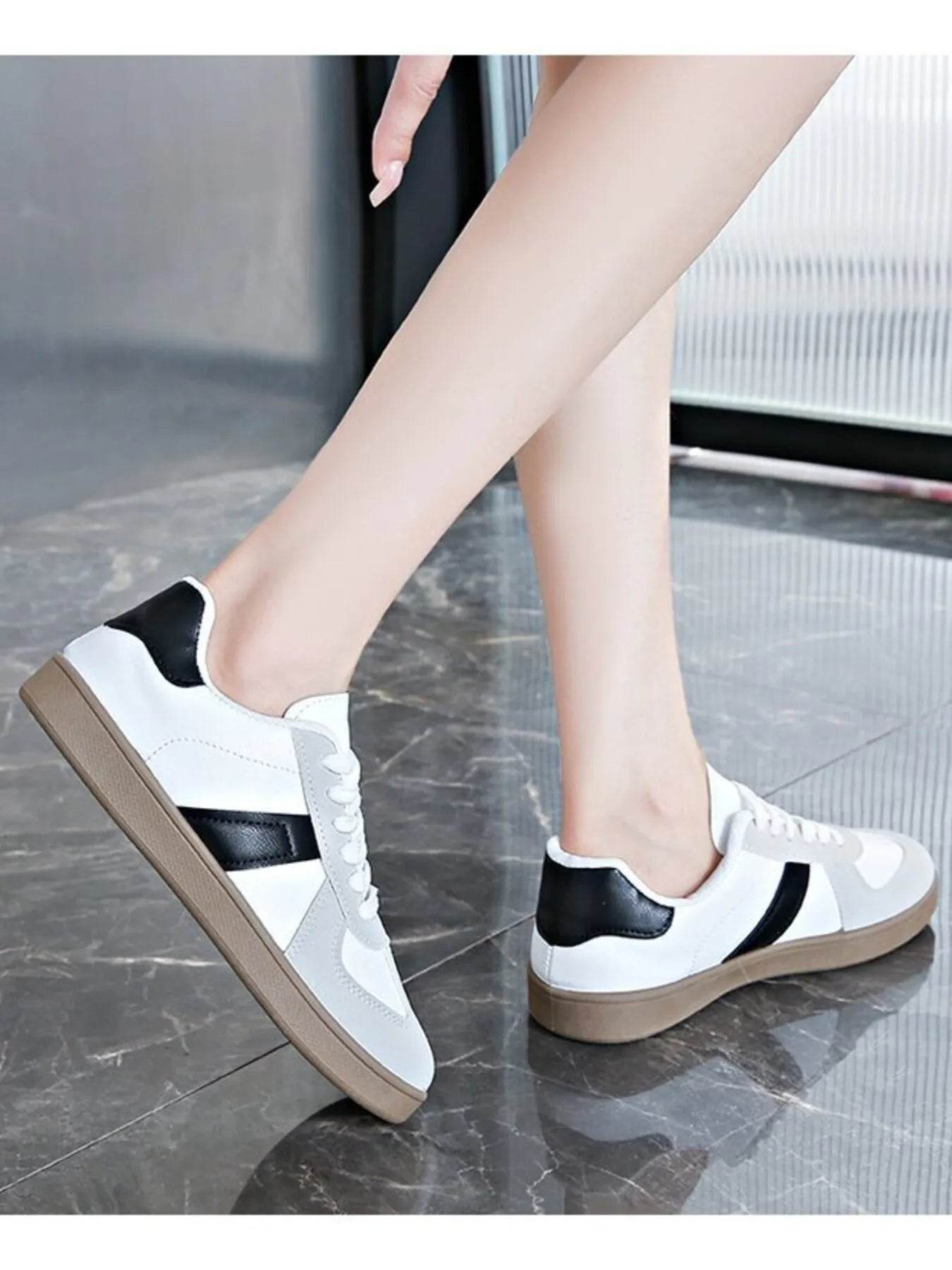 Stripe Lace Up Sneakers - Tredona LLC