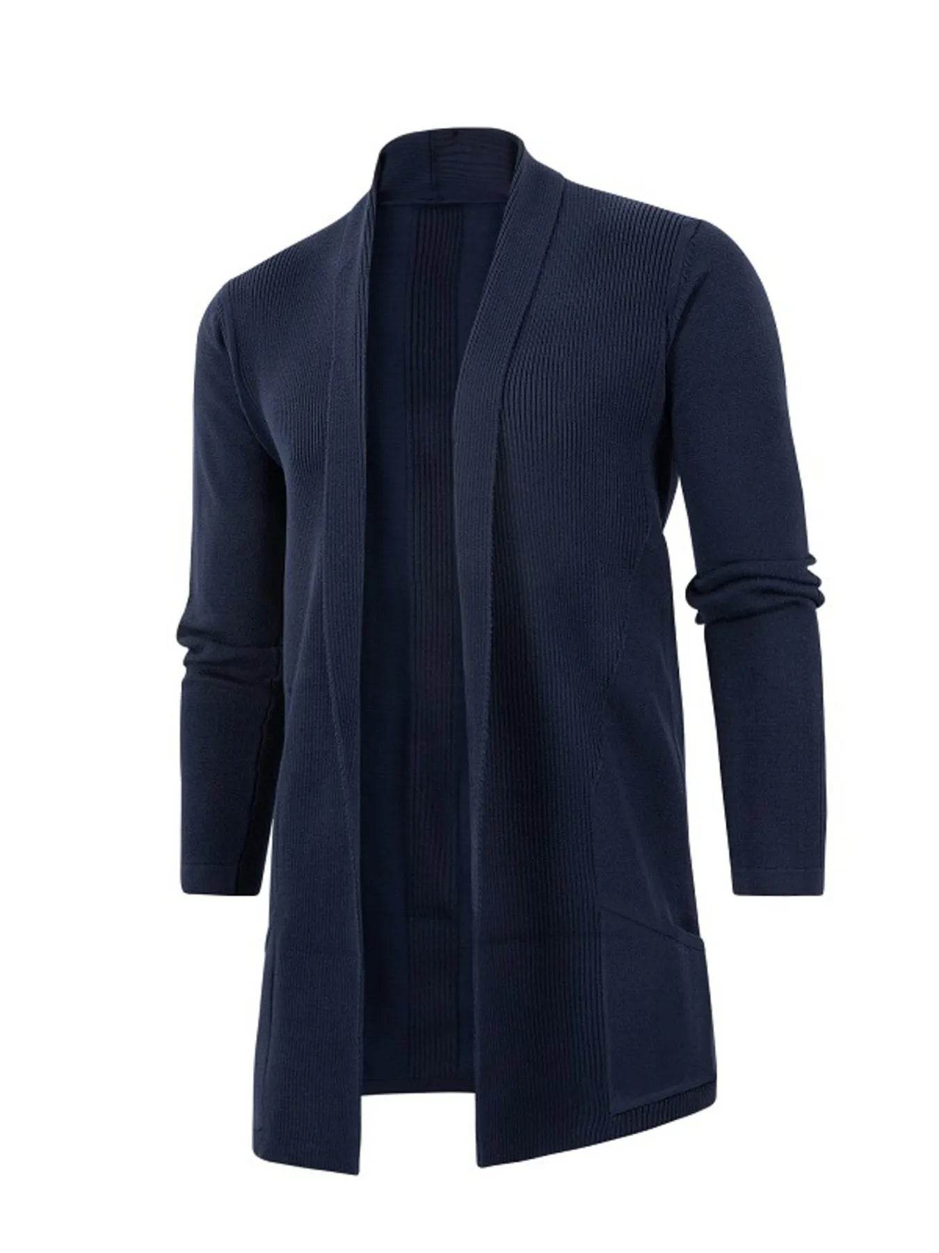 Men's Plus Size Open Front Long Sleeve Knit Cardigan - Tredona LLC