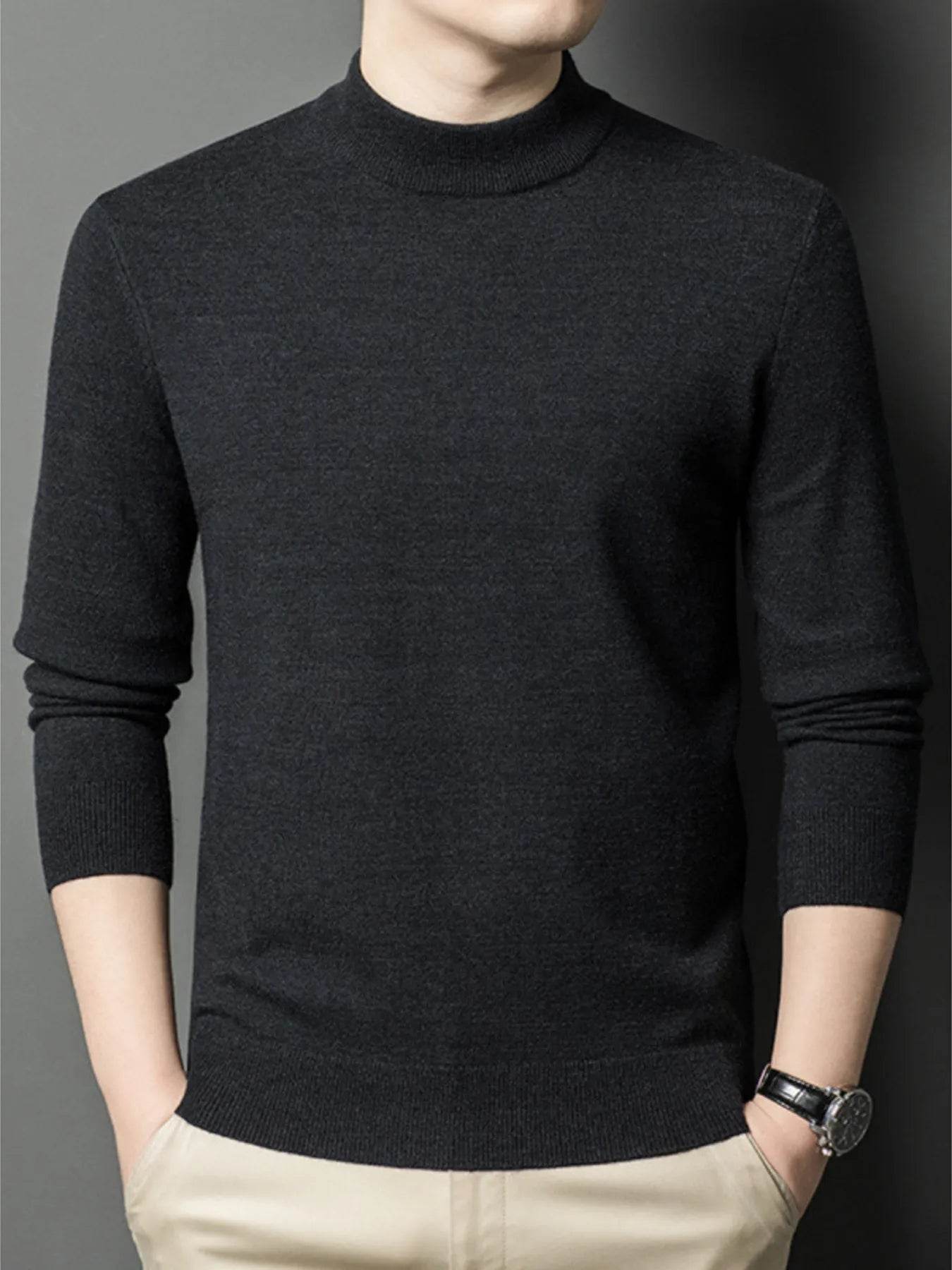 Men's Plus Size Mock Neck Long Sleeve Knit Top - Tredona LLC