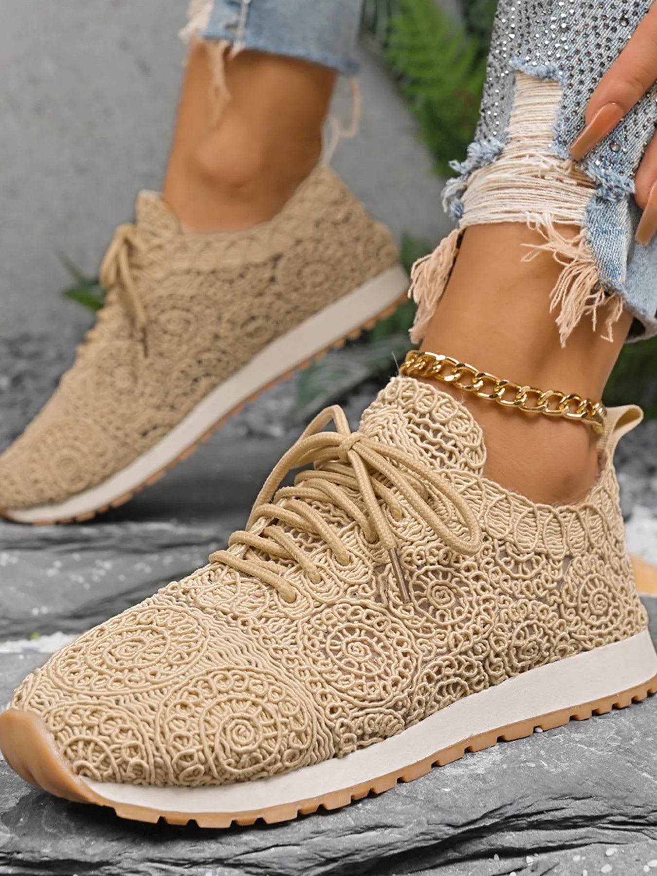 Mesh Lace Up Sneakers - Tredona LLC