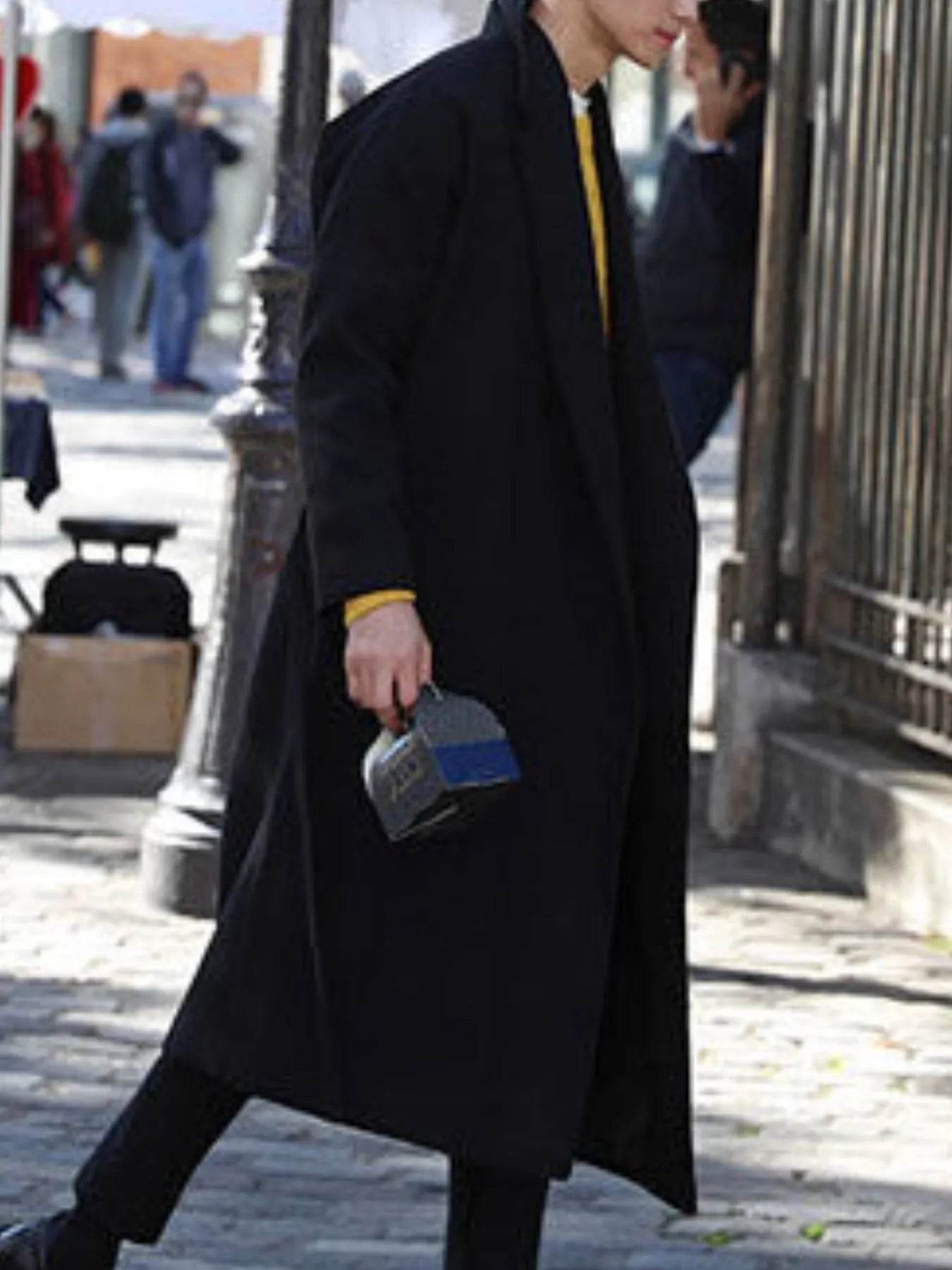 Men's Plus Size Lapel Collar Long Sleeve Longline Coat - Tredona LLC