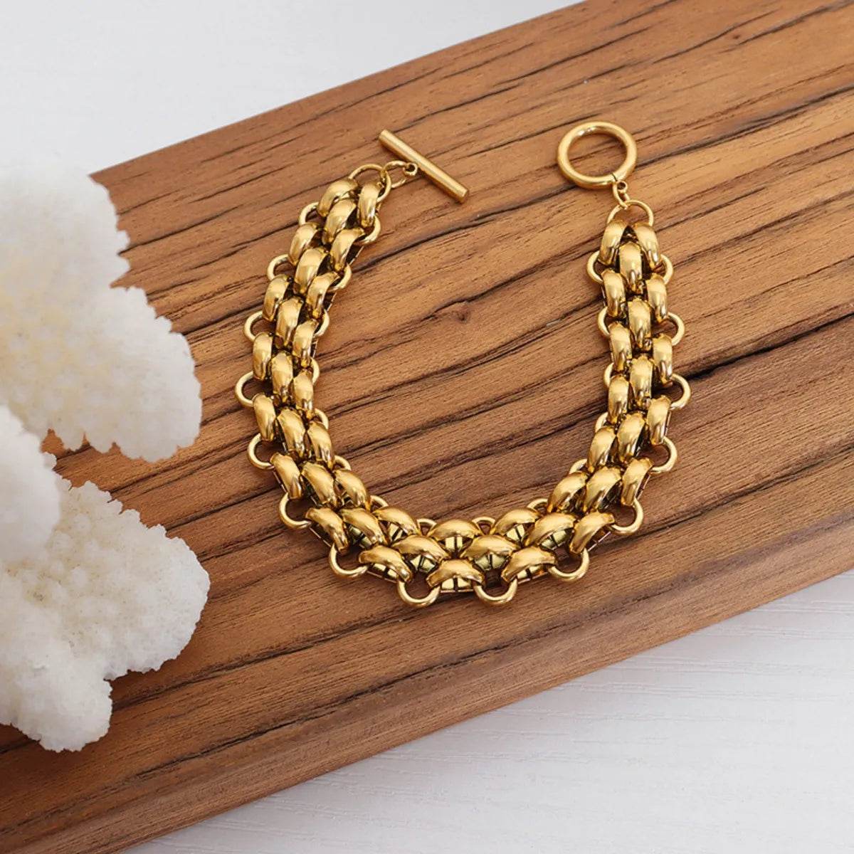 Gold Chain Link Jewelry Set with Necklace and Bracelet - Tredona LLC