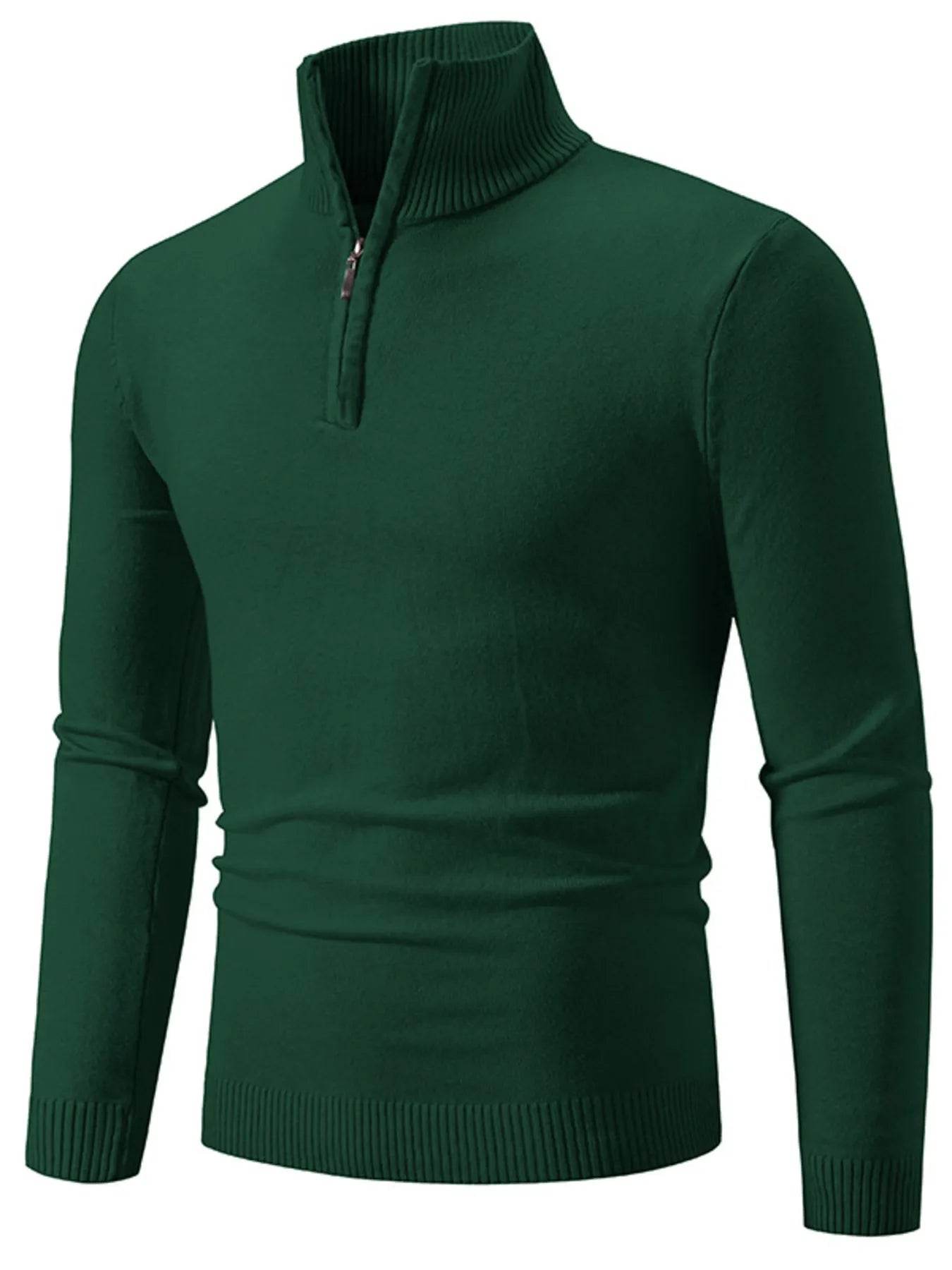 Men's Plus Size Quarter-Zip Turtleneck Sweater - Tredona LLC