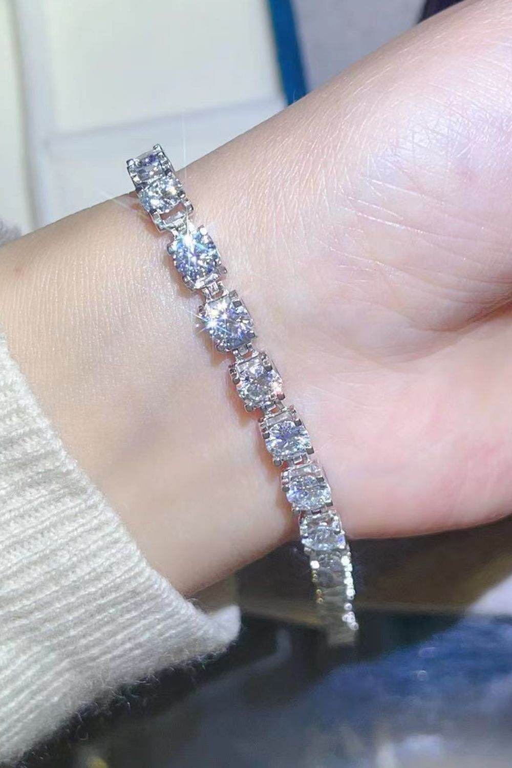 10 Carat Moissanite Platinum-Plated Bracelet - Tredona LLC