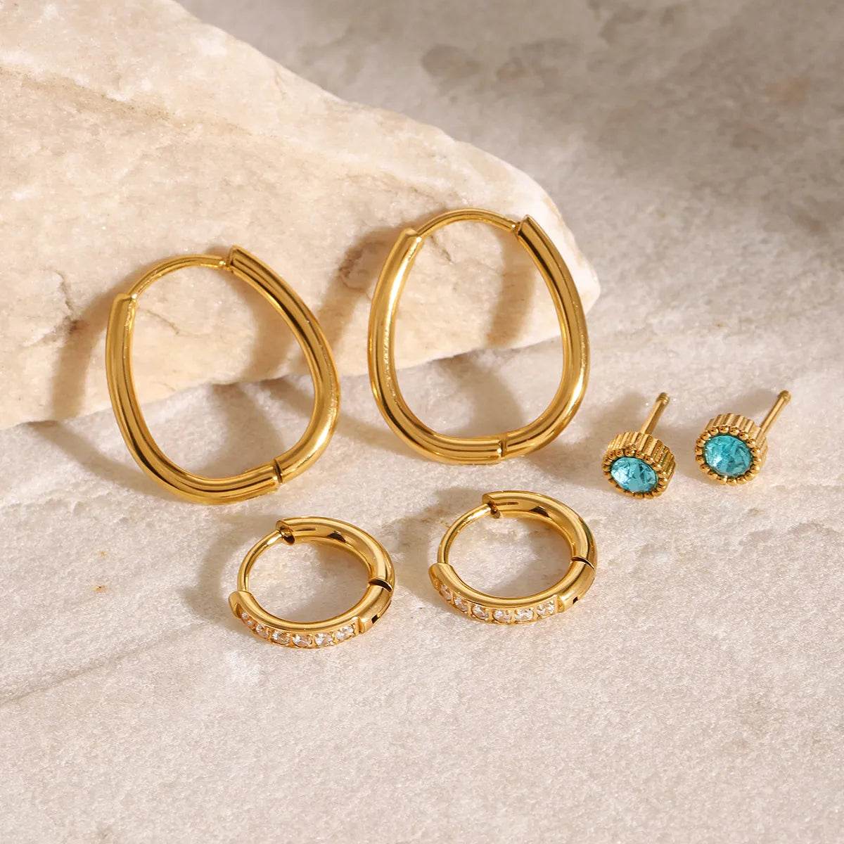 3-Piece 18K Gold-Plated Earrings - Tredona LLC