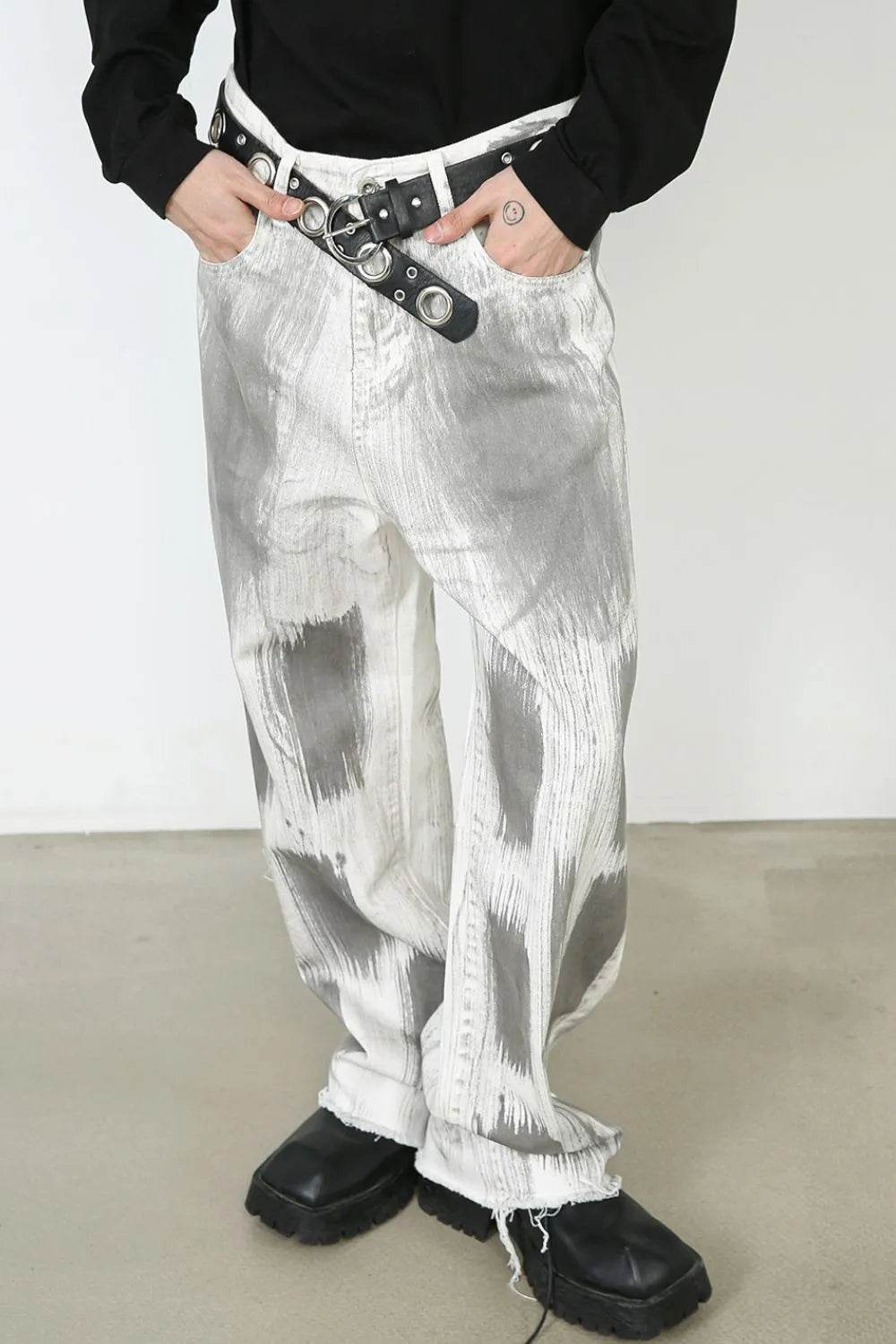 Men's Contrast Loose Jeans - Tredona LLC