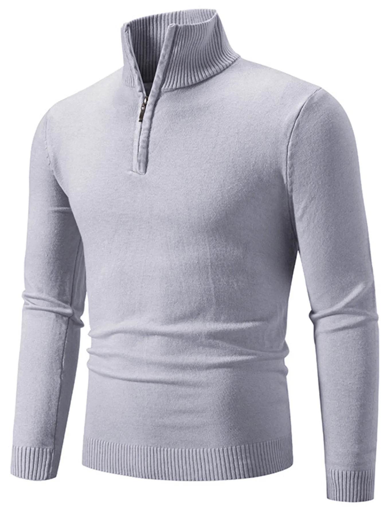 Men's Plus Size Quarter-Zip Turtleneck Sweater - Tredona LLC