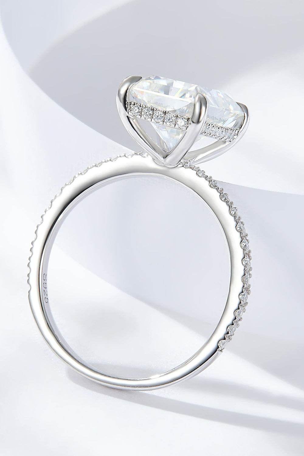4 Carat Moissanite 4-Prong Side Stone Ring - Tredona LLC