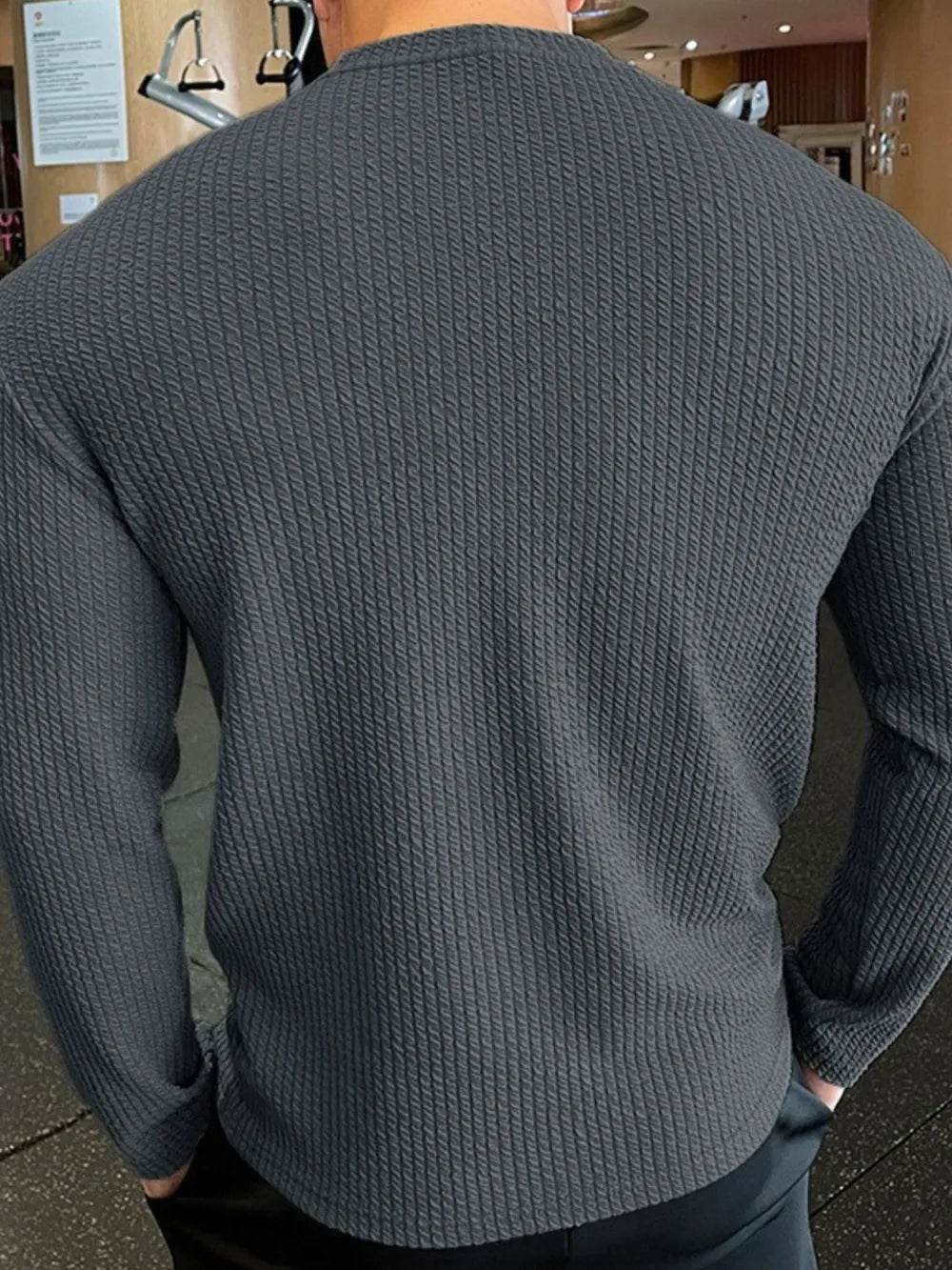 Men's Plus Size Round Neck Long Sleeve T-Shirt - Tredona LLC