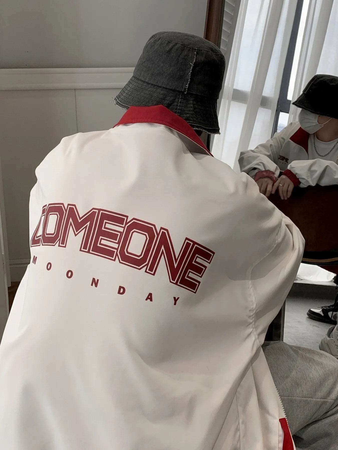 Men's Letter Zip Up Long Sleeve Jacket - Tredona LLC