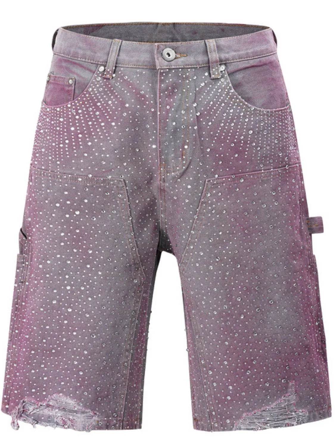 Men's Rhinestone Shorts with Pockets - Tredona LLC