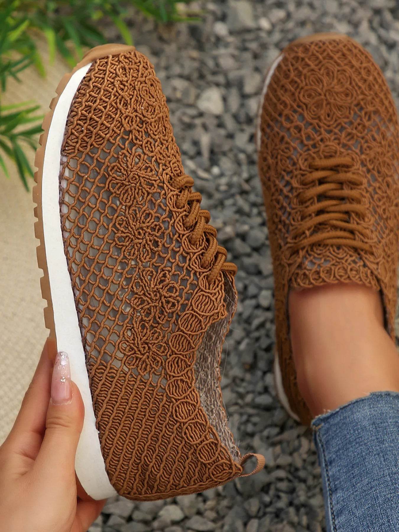 Breathable Mesh Lace-Up Sneakers - Tredona LLC