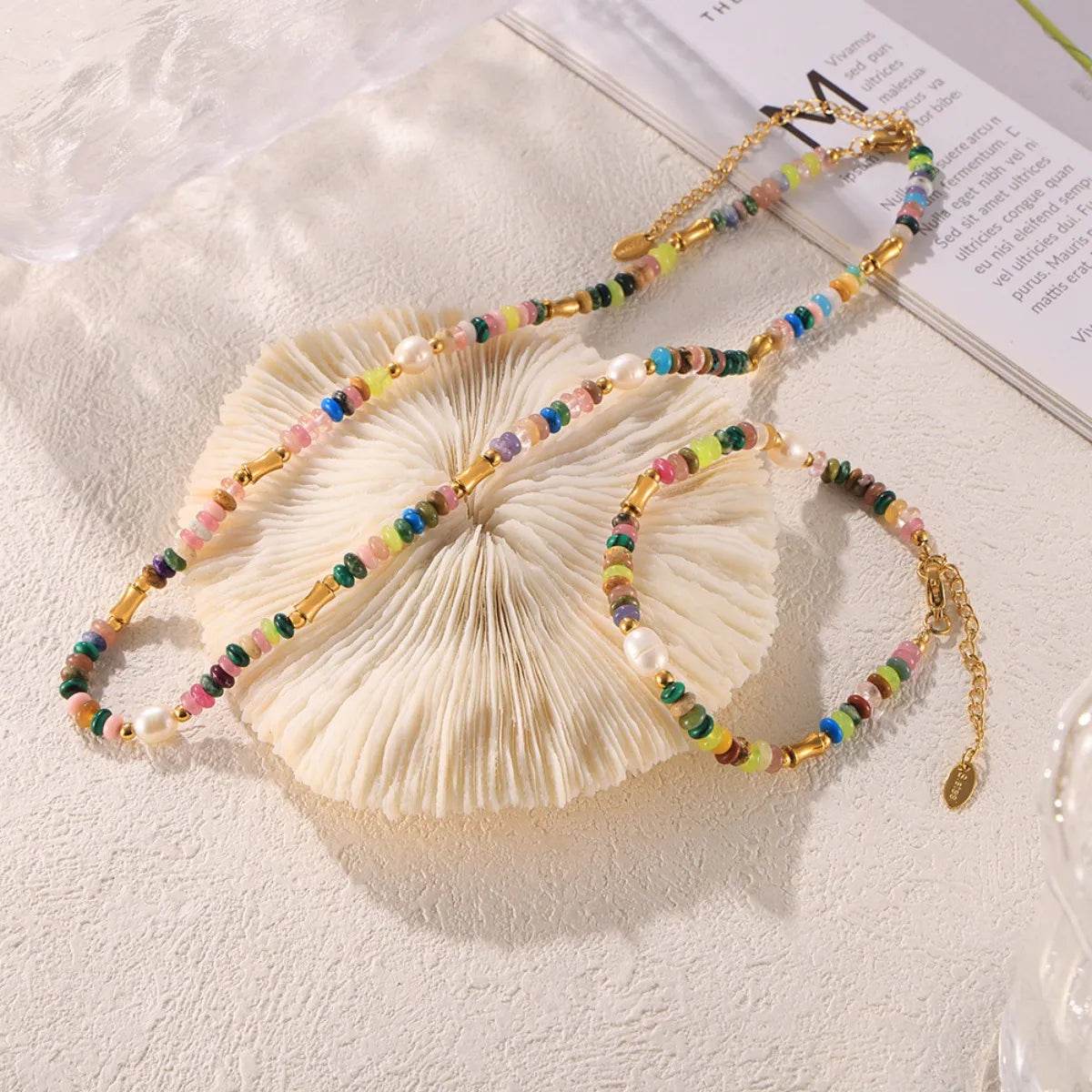 Bohemian Natural Stone Pearl Beaded Jewelry Set - Tredona LLC
