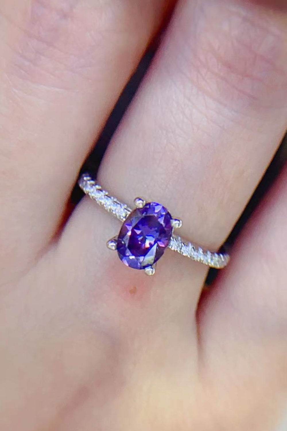 1 Carat Purple Moissanite 4-Prong Ring - Tredona LLC