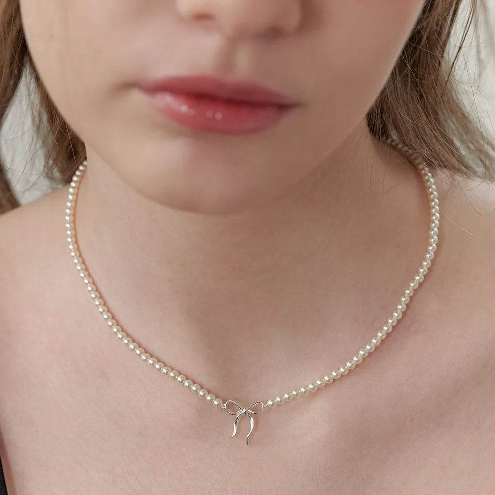 Copper Pearls Bow Necklace - Tredona LLC