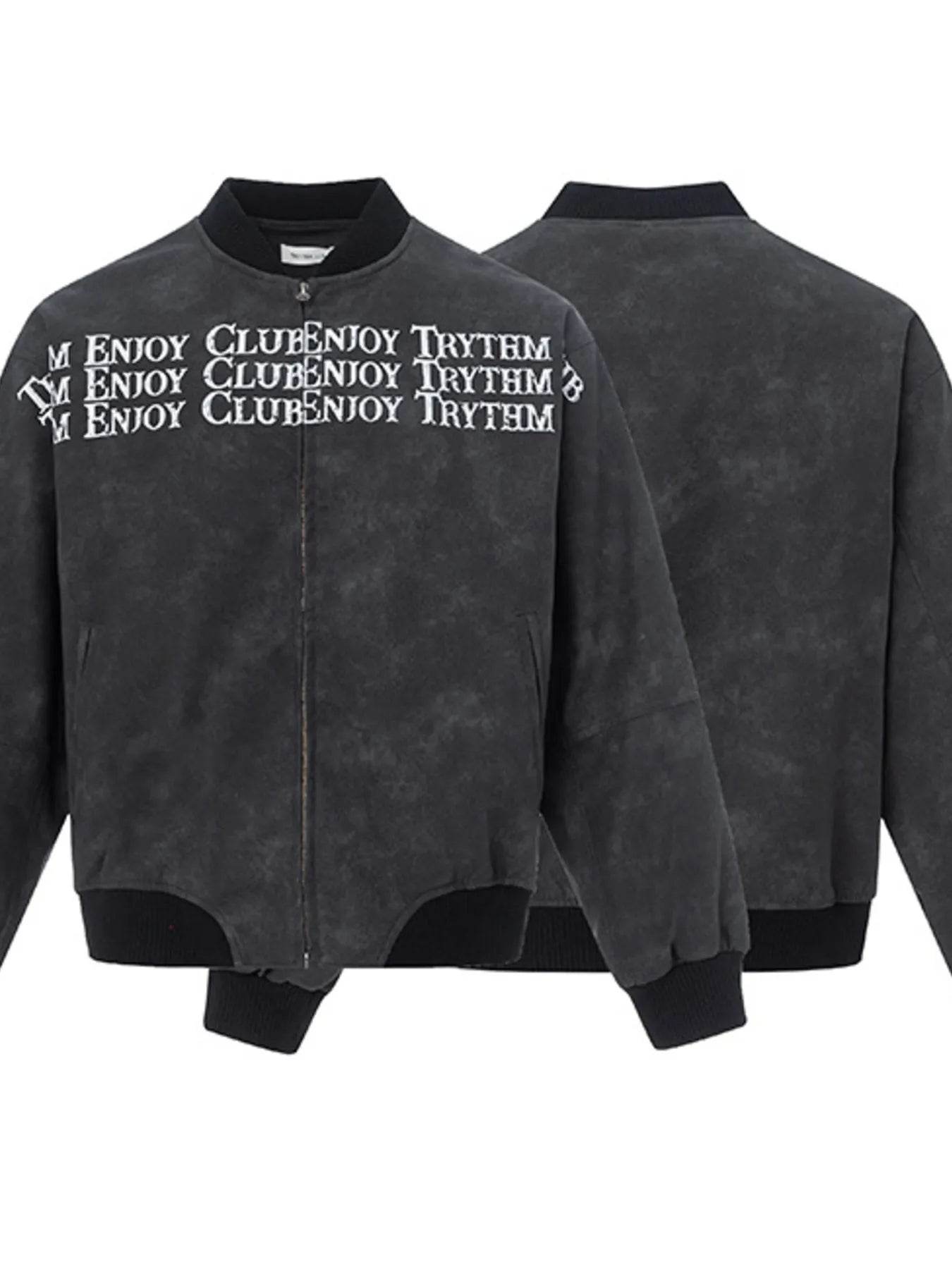 Men's Zip Up Letter Graphic Bomber Jacket - Tredona LLC