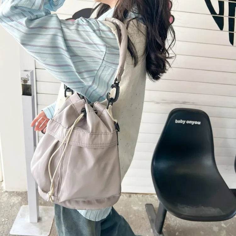 Drawstring Nylon Bucket Bag - Tredona LLC
