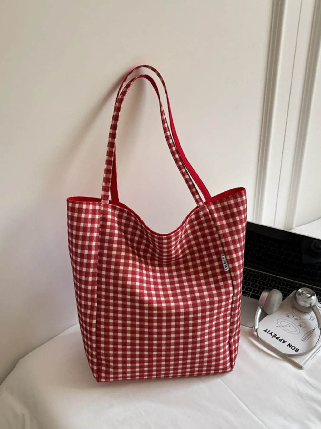 Plaid Pattern Tote Bag - Tredona LLC