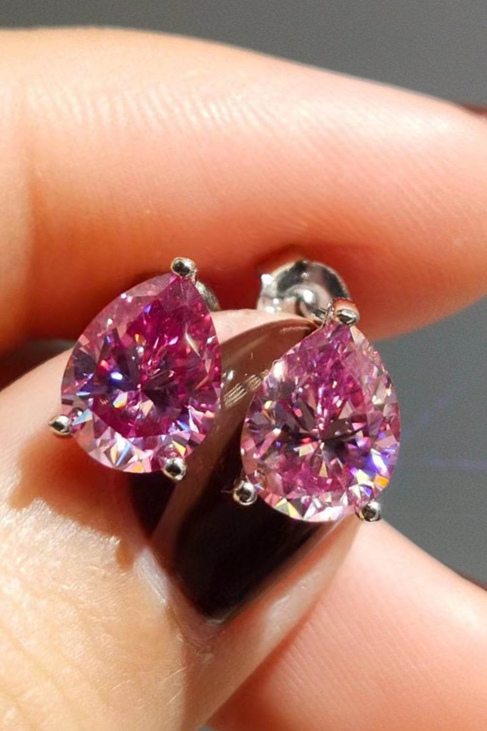 2 Carat Teardrop Moissanite Platinum-Plated Stud Earrings - Tredona LLC