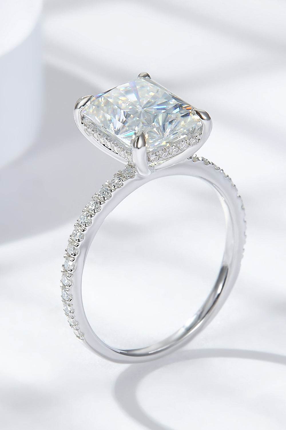 4 Carat Moissanite 4-Prong Side Stone Ring - Tredona LLC