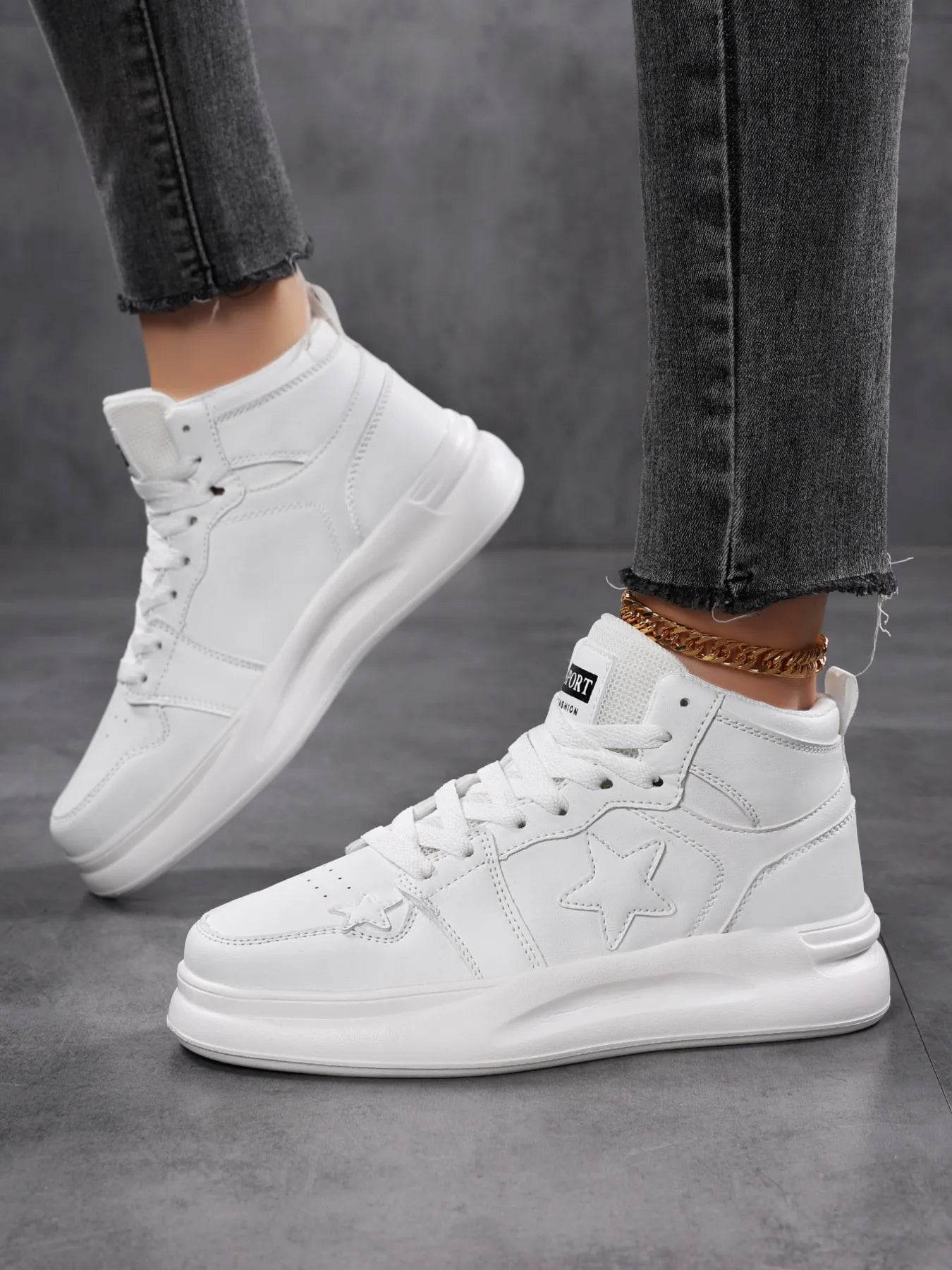 Star Pattern Lace Up Sneakers - Tredona LLC