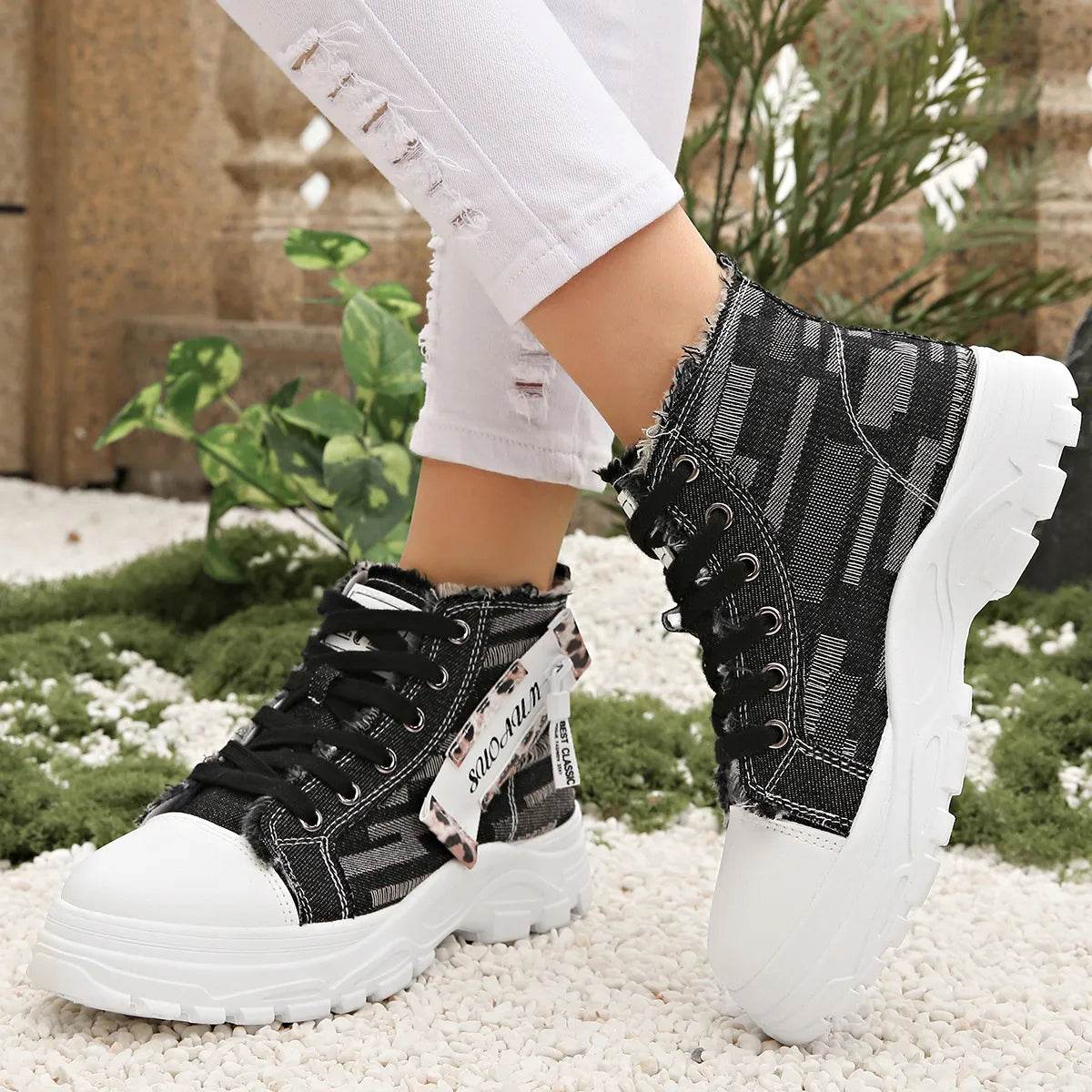 Lace Up Platform Sneakers - Tredona LLC